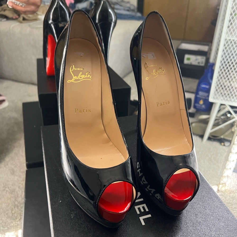 Christian Louboutin Black and Red Stiletto Heels